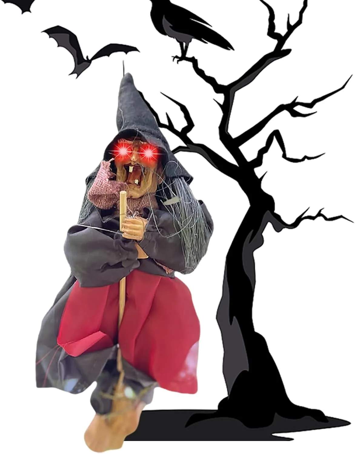 Bruja Colgante para Halloween - Decoración de bruja con sonidos y luces
